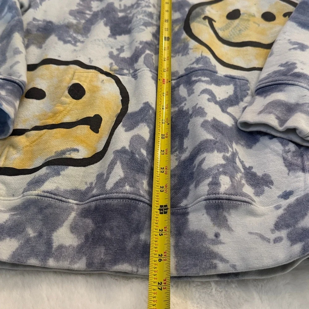 MARKET Smiley Sun Dye Blue white yellow Hoodie- size M - Picture 11 of 13